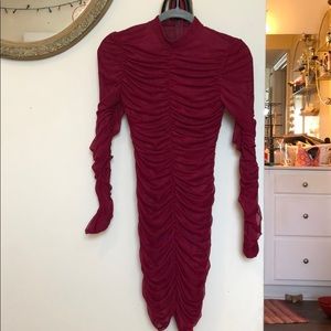 Ruched Red Holiday Dress